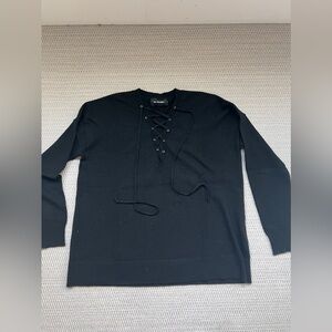 The Kooples Black Sweater with Tie Detail XS